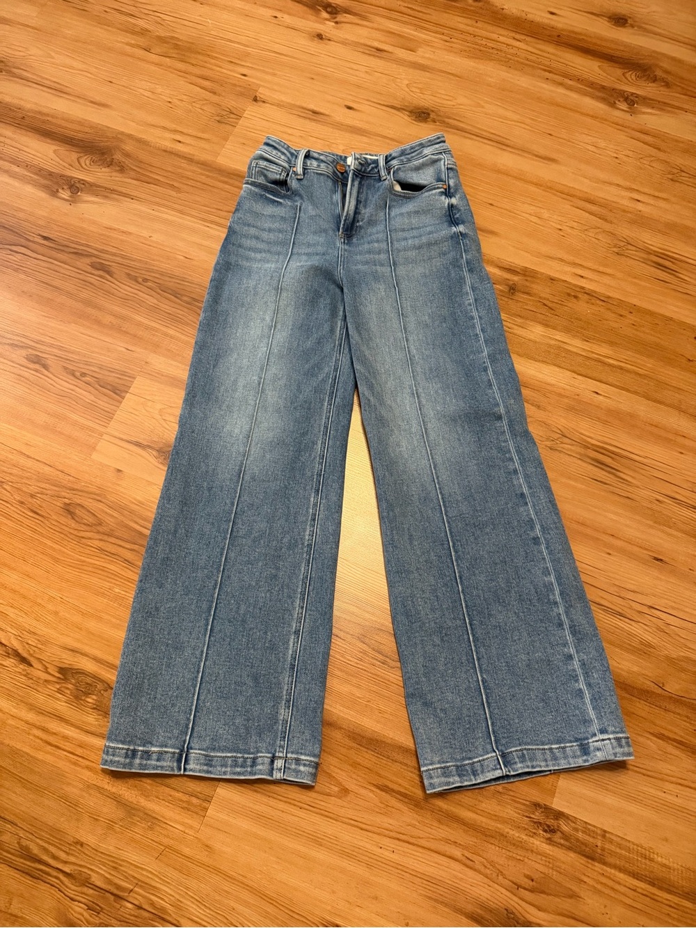 High-Rise Wide Leg Denim Jeans in Light Blue